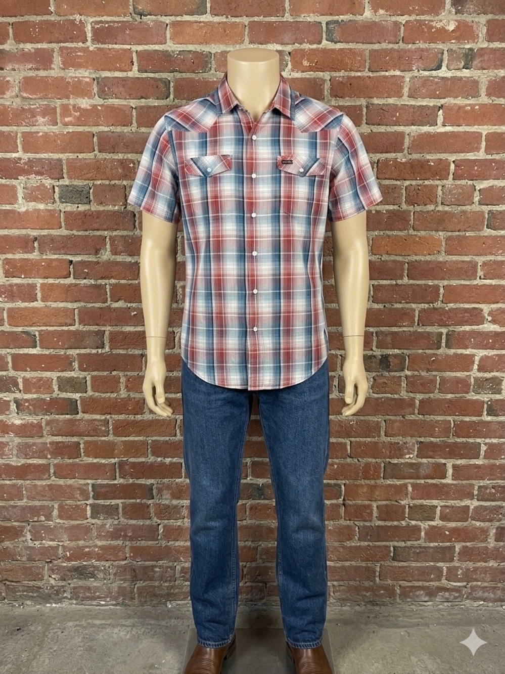 Howler Brothers Red, Blue & White Plaid Short-Sleeve Shirt -Excellent Condition